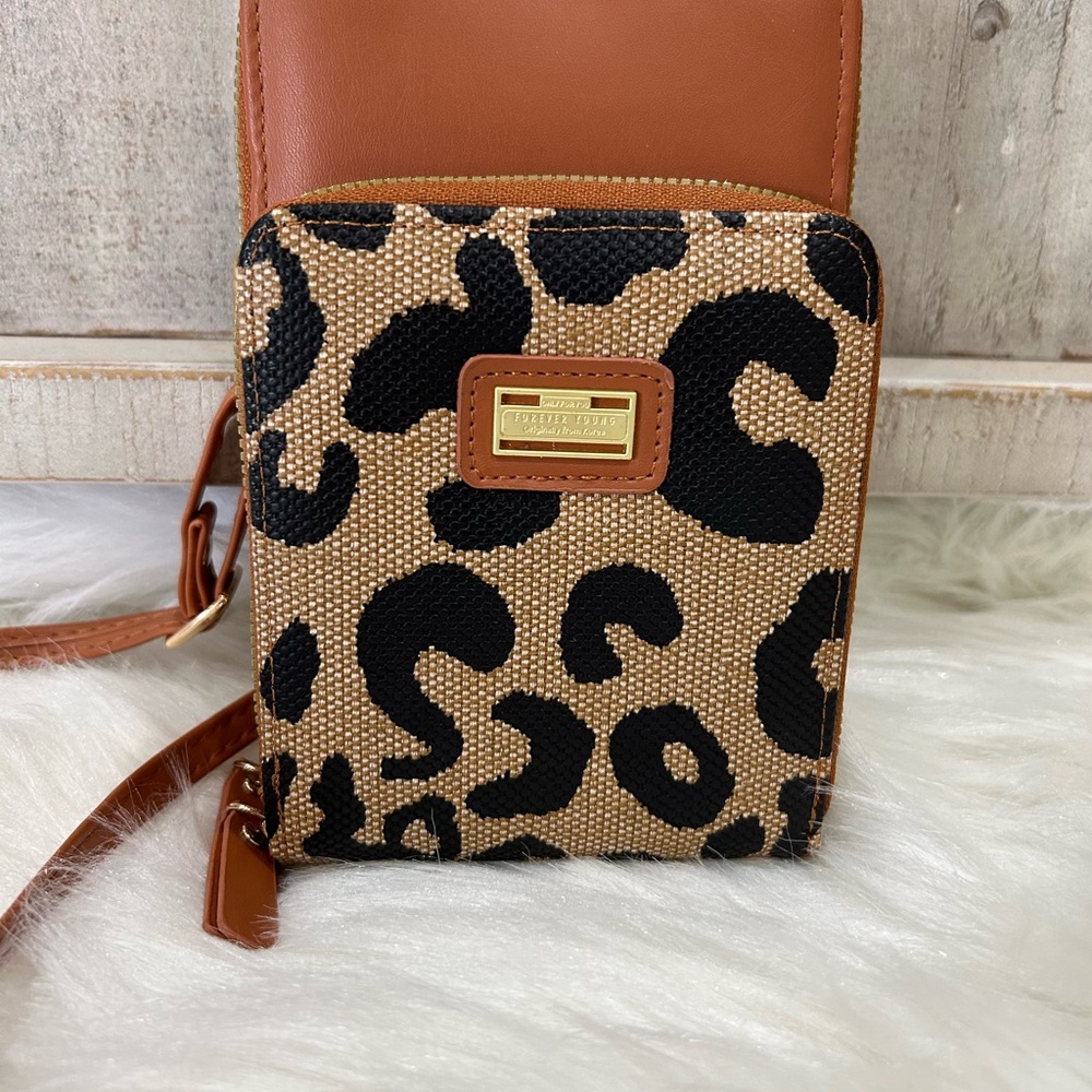 Forever Young Brown and Black Leopard Crossbody Bag